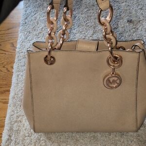 Michael Kors Tan Shoulder Bag with Gold Accents